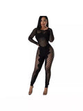 Fongt New Female Solid Color Round Collar Hollow Lace Sexy Body Repair Knit