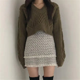 New 2021 Women's Autumn Winter Sweaters Pullovers Lace Up Bow Solid Minimalist Cute Elegant Casual Short Tops