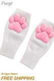 Lolita Sunscreen Arm Sleeves, 3D Simulation Silicone Cat Claw Anti-Skid Mittens Skin-Friendly Arm Cover for