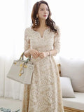 Fongt Lace Dress Women's Summer New Korean Style Temperament V-Neck Fashion Lace Dress