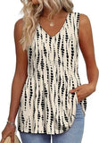 Fongt New Women's Vest Flowing Lotus Leaf Side Top Women's Elegant Sleeveless V-Neck Doll Vest