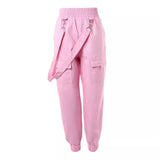 Fongt Women's High Street Ins Hip Hop Multi-Pocket Slim Casual Little Foot