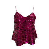 Fongt Shoot Hottie Sexy Night Club Heavy Bling Flash Shiny V Tie Sling Vest Sleeveless Top 3032