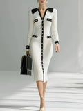 Fongt And Winter High-End Fashion Single-Dcupuncture Knitted Dress Long Bumpy Dress
