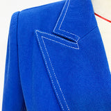 QUALITY New Fashion 2023 Designer Jacket Women's Top Stitching Contrast Lion Buttons Double Breasted Denim