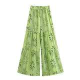 Fongt Trend-Print Collar Sleeveless Collar With Waistcoat Lady Casual Street Trousers Set