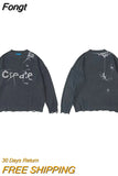 Gothic street knit sweater Men's Gothic spider print pullover Autumn Harajuku cotton sweater Women's oversized