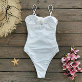 Pure White Bra-Meared Swimsuit Women 2025 New All-In-One Sexy