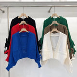 Chic Bandage Long Sleeve Cardigan Mujer Solid V Neck Open Stitch Brief Women Sweaters JAPAN Knitted Y2k Clothes-Outfit