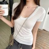Shoulder T-Shirt A New Slim, Thin, Short-Sleeved T-Shirt For Women In Spring And