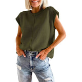 Fongt Hot Style Women's Knit Vest Jumper Sleeveless Round Collar Casual Solid Color Sweater Women's