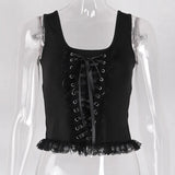 Fongt Summer New Women's Casual Pants Dark Sexy Body-In-Print Lace High-Waisted Flared