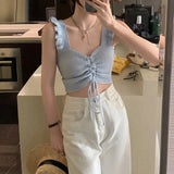 New Sling With Waistcoat Women's Design Small Summer Wears The Back High-Waisted Umbilly Knitting