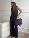 Slacks Two-Piece Spring / Summer 2024 New Women Fashion Sleeveless Vest Low-Waist Pants Suit-Outfit