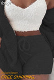 Fluffy Three Piece Set Lounge Sexy 3 Piece Set Women Sweater knit Set Tank Top And Pants Casual Homewear Outfits Home