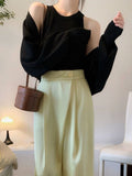 Autumn High Quality Knitting Suit Women New Long Sleeve Round Collar Two Piece