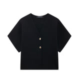 Fongt Homemade New Women's Best Flat Needle Short Sleeves V-Neck Sports Knitting 4192/101