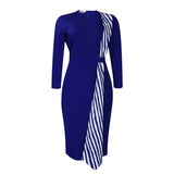 Fongt African Plus-Size Women's Dress 2025 New Temperamental Fashion Kitted Thin Round-Neck Pencil Skirt