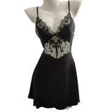 Fongt And Summer Sexy Pajamas Women Ice Silk Spliced Lace Sling With Chest Cushions Pyjamas Pure Spring And Summer