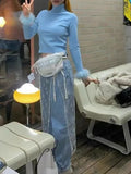 Multi-Layer New Trend, Fashion, Irregular Bandage, Minority Design, Black-And-White Full-Length Dress With Sequins-Outfit