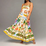 Fongt 2024 New Women's Sleeveless Strapless High-Waisted Print Long Strap