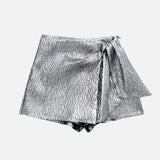 Fongt Women's Metallic Purple Bow Dress Skirt 2217