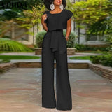 Women Pants Sets 2022 Female Casual Solid Color Round Neck Short Sleeve Tops High Waist Zipper Pants Office Long