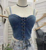 Fongt Beat With Chest Pad Adjustable Strap With Denim Vest Strap Strap Slings Bras