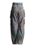 Fongt New Fashion Loose Multi-Pocket Heavy Industry Graffiti Overalls Jeans Trousers Woman-Outfit