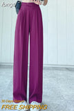 Women Wide Leg Pants Spring Fashion Women's Pants Thin High Waisted Straight Casual Trousers Female Clothing Black