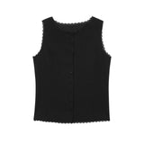 Fongt Sleeveless Round-Neck French Top 2025 Spring Quiet Luxury Lace Lace Linen Vest