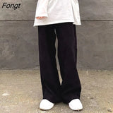 Autumn Harajuku Wide Leg Baggy Pants Women Fashion Oversize Elastic Waist Casual Trousers Korean Hip Hop Pants