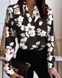 Fongt Explosion Spring Long Sleeve V-Neck Loose Print Shirt Shirt Shirt For Women