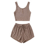 Fongt And Summer Women's Hot Style Slim Vest Shorts Set Casual Home Clothes Two Sets-Outfit