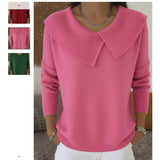 Fongt Retro And Tidly Style 2025 Fashion Temperament Thin Collar Sweater Knitted Lazy Temperament