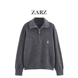 Fongt Homemade New Women's Seam Smouse Casual Embroidery Zipper Jack T-Shirt
