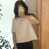Patchwork Blusas Mujer Small Fragrance Shirts Blouses Puff Short Sleeve Camisas Spring Summer Tops Loose Casual Ropa-Outfit