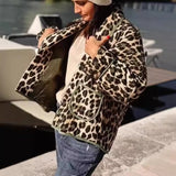 Fongt Women's Explosive Two-Colored Leopard Cotton Coat