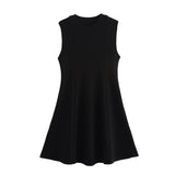 Fongt Women's Spring 2025 New Sleeveless Round-Necked Knitted Skating Dress Mini Dress