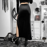Special Punk Style Dress Cos Party High Waist Slim Bow Split Half Skirt-Outfit