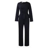 Fongt Set Autumn And Winter New Fashion OL Lotus Leaf Side V Collar Blouse Trousers Two-Set