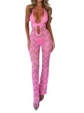 Summer Hanging Neck Sexy Bosom Hollow Lace Perspective Micro-Tlalong Trousers New Women's