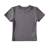 Trendy Women's Dress Slim And Show Thin Round Neck Short Style Navel Bottomed Blouse Net Version Of Solid Color Short-Sleeved T-Shirt-Outfit