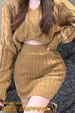 Sweater Two Piece Set Women Korean Elegant Party Mini Skirt Set Female Casual Designer Knitted Skirt Suit 2023 Autumn