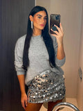 Fongt Women's Autumn New Temperament Light Sexy Party Shiny Squin Mini Skirt Y2K