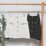 Small Scented Coarse Flowers, The Short Skirt 2022 Autumn And Winter Korean Version Of The Small Man A-Word Bag Hip Lattice Half-Dress