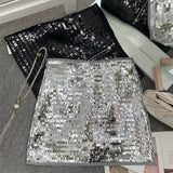 Fongt Shooting Heavy Industry Flash Shiny Piece High Waist Thin A Short Skirt Picts Anti-Walking Bag Hip Step Skirt 8108