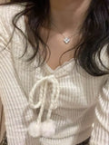 Korean Style Sweet Blouse Women College Style Lace-up Kawaii Cute Tops Female Long Sleeve Casual Elegant Blouse 2022