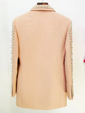 QUALITY Newest 2023 Fashion Designer Women's Shawl Collar Stunning Diamonds Pearls Beaded Blazer