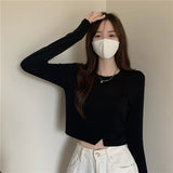 Fongt Bottom Shirt Female Autumn Winter With Long-Sleeved T-Shirt 2024 New Design Sense Hot Girl Short Student Jacket